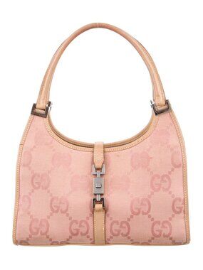Gucci Jackie Piston Lock Bardot Canvas logo Bag
